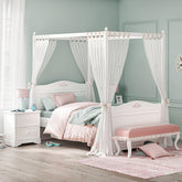 Cilek Rustic White Poster Bed (100X200 Or 120X200 Cm - With Pull Out Options)